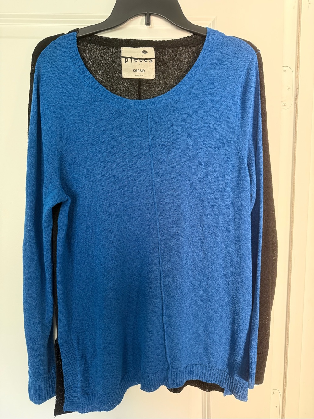 Kensie Royal Blue Crewneck Sweater with Black Back